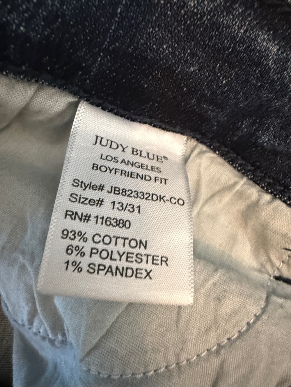 Judy Blue Medium Wash Distressed Boyfriend Jeans, Size 13/31 - Picture 3 of 4